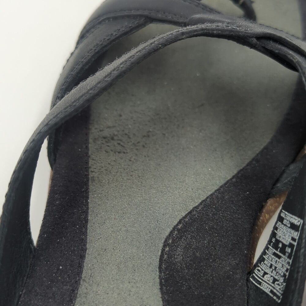 Merrell Women's Sundial Cross Midnight Thong Sandals Black 6 Leather Cork - Picture 8 of 10